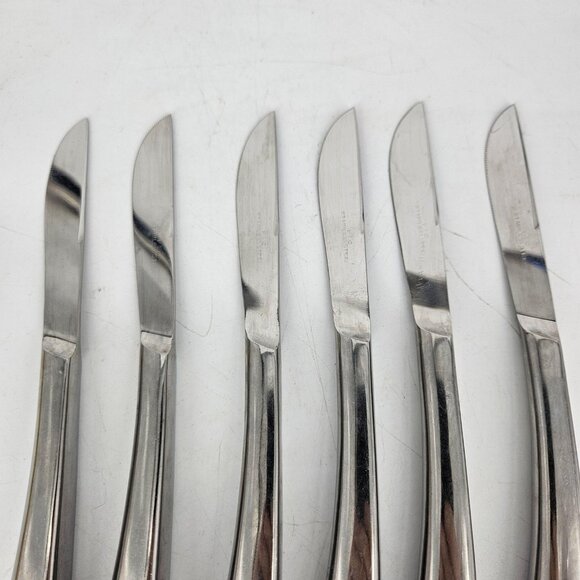 Vintage PIC Stainless Steel Steak Knives Set of 6 Japan Modern MCM 8" Cutlery - Picture 2 of 10